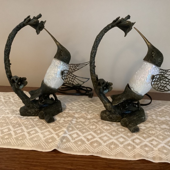 Vintage hummingbird lamps set of 2 - Picture 4 of 16